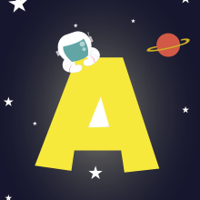 A de Astronauta. Un proyecto de Diseño gráfico, Ilustración digital e Ilustración infantil de Fernanda Morales - 06.06.2019