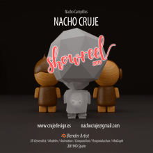 SHOWREEL Nacho Cruje 2019 3D Generalist Ein Projekt aus dem Bereich Motion Graphics, Kino, Video und TV, 3D, Animation, Kunstleitung, Animation von Figuren, 3-D-Animation, 3-D-Modellierung, Concept Art und Design von 3-D-Figuren von Nacho Cruje Design - 16.06.2019