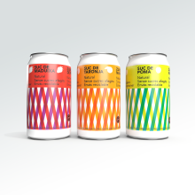 Diseño de latas para zumo de fruta. Br, ing e Identidade, Design gráfico, e Packaging projeto de jordi ferrandiz - 19.06.2019