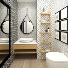 Bathroom black&white. Design, 3D, Direção de arte, Consultoria criativa, Arquitetura de interiores, e Design de interiores projeto de Maria Gonzalez - 25.06.2019