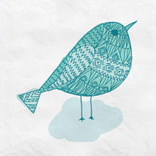 Blue Bird. Design, and Textile Illustration project by Carolina Rodriguez - 07.01.2019