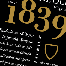 Etiqueta + Packaging Aceite de Oliva «1839». Un proyecto de Diseño gráfico y Packaging de Cristian Alberola+García - 01.07.2019