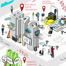 Distrito Creativo. Escuela Arte Granada. Un proyecto de Diseño, Ilustración tradicional, Dibujo e Ilustración digital de Carolina Jiménez Domínguez - 02.07.2019