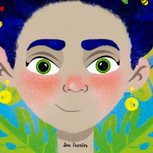 Frida Kahlo - Julio Domestika. Un proyecto de Ilustración tradicional, Ilustración digital, Ilustración de retrato e Ilustración infantil de Jon Fuentes - 08.07.2019