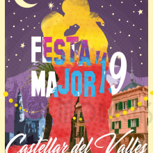 Cartel de Fiesta Mayor de Castellar del Vallès 2019.﻿ Festa Major Castellar del Vallès 2019.. Un progetto di Illustrazione tradizionale, Graphic design e Design di poster  di Àlex Monagas - 12.07.2019