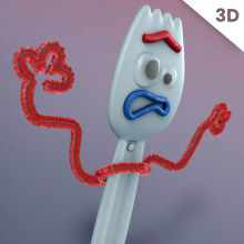 Forky | 3D. 3D, Design de personagens, Animação de personagens, Modelagem 3D, e Design de personagens 3D projeto de s dg - 14.07.2019