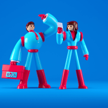 The future of work - Avianca. Traditional illustration, 3D, Character Design, Editorial Design, and 3D Character Design project by Daniel Dominguez - 07.26.2019