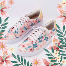 Sneakers florales. Ilustração tradicional, Pattern Design e Ilustração têxtil projeto de Ana Blooms - 23.05.2019