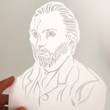 Paper cut retrato · Vincent Willem van Gogh. Design, Papercraft, Produção audiovisual e Ilustração de retrato projeto de Alina Torres - 08.04.2019