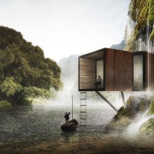 Waterfall House. Un proyecto de Post-producción fotográfica		, Retoque fotográfico, Dibujo artístico y Arquitectura digital de Alfredo Bertuzzi - 16.07.2019