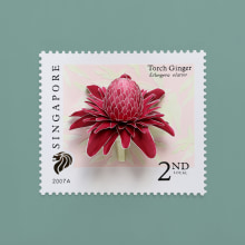 Torch ginger stamp. . Traditional illustration, Photograph, 3D, Fine Arts, Sculpture, Collage, and Paper Craft project by Diana Beltran Herrera - 08.13.2019