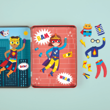 Nuevo Super Kids! Magnetic Dress-Up for Mudpuppy. Un proyecto de Ilustración, Diseño de juguetes y Animación de personajes de Fabiola Correas - 19.08.2019