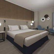 Habitación de Hotel_Propuesta de reforma. Design, 3D, Design de interiores, Infografia, e Modelagem 3D projeto de Lorena García - 25.05.2017