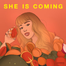 Portada Miley Cyrus She is coming. Desenho e Ilustração digital projeto de Cristina Campillo - 03.06.2019