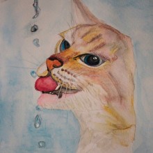 Gato y agua. Un proyecto de Pintura a la acuarela de Zaida Olvera - 26.08.2019