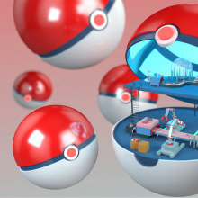 Pokeball Factory. Un proyecto de Motion Graphics, 3D, Animación 3D y Modelado 3D de Tomás Alemañ Baeza - 26.08.2019