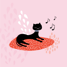 Jazz cat. Design, Traditional illustration, and Digital Illustration project by Carolina García Ávila - 01.17.2017