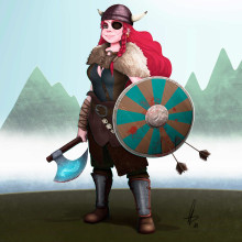 Character design: Vikinga. Un proyecto de Diseño de personajes e Ilustración digital de Sergio Pérez Tejero - 05.09.2019