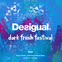 Packaging perfume Dark Fresh Festival de Desigual©. Un proyecto de Dirección de arte y Packaging de Comando Z : Packaging - Maquetación - Web - Ilustración - 08.08.2018