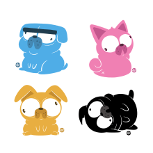 CMYK pugs. Un proyecto de Diseño de personajes de Jordi Villaverde - 12.09.2019