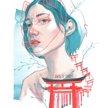 Kyoto memories. Traditional illustration, Digital Illustration, and Portrait Illustration project by Amalia Torres - 06.13.2019