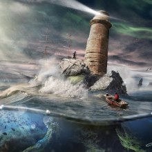 Lighthouse - Matte Painting. Traditional illustration, Film, Video, TV, VFX, Photo Retouching, Stor, telling, and Concept Art project by Marco Di Grande - 09.17.2019