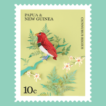 Papua new guinea stamp . Traditional illustration, 3D, Character Design, Fine Arts, Sculpture, Paper Craft, and Character Animation project by Diana Beltran Herrera - 09.17.2019