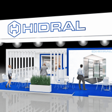 Diseño de stand HIDRAL - Interlift 2019 - Alemania. 3D, Architecture, Set Design, Infographics, and 3D Modeling project by M. Mercedes Aramendia Ramos - 09.17.2019