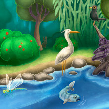 Biodiversitat i entorn del riu Ter. Illustration, Digital Illustration, and Children's Illustration project by Jacob C - 01.15.2019