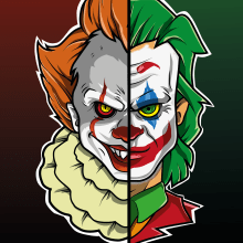 The Joker Vs Pennywise. Ilustração vetorial projeto de Sebastian Luis Quilla Bayona - 25.09.2019