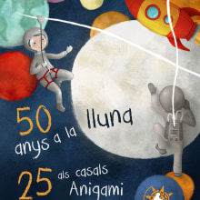 50 AÑOS EN LA LUNA. Traditional illustration, and Digital Illustration project by Ana Beatriz Reina Rojas - 10.15.2019