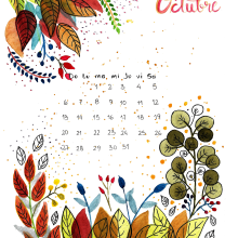 Mi Proyecto del curso: Técnicas aplicadas de ilustración en acuarela, Calendario. Un proyecto de Ilustración tradicional de Milagros Valencia - 17.10.2019
