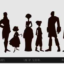 Siluetas y line up. Diseño de personaje para el juego "Gades" (WIP). Concept Art project by Paula Jiménez Bueno - 10.29.2019