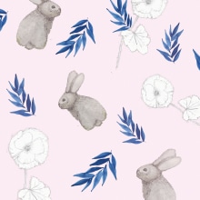 conejos pattern para pijama. Ilustração infantil projeto de Josefina Ruarte - 06.11.2019