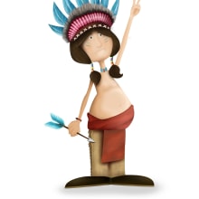 Native american indian character. Un proyecto de Ilustración infantil de albert porras - 08.11.2019