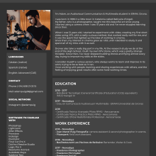 Curriculum Vitae. Un proyecto de Fotografía, Cine, vídeo y televisión de Adam Puig Tolosa - 11.11.2019