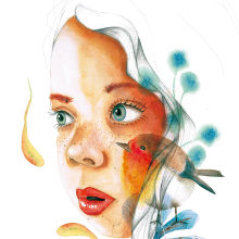 Mi hija: Retrato ilustrado en acuarela. Un proyecto de Ilustración tradicional, Ilustración de retrato, Dibujo de Retrato e Ilustración infantil de MCarmen - 21.11.2019