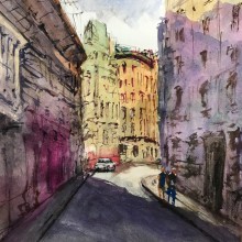 Urban Sketch. Pintura em aquarela projeto de Gustavo Comptis - 11.11.2019