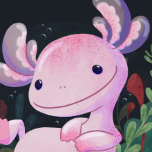Axolotl | Axolote. Traditional illustration, and Digital Illustration project by Mamen Aran Cerezo - 12.13.2019