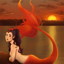 Comisión, Sirena, Noviembre 2019. Traditional illustration, and Digital Illustration project by Ariana S Fernández - 11.10.2019