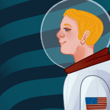 Neil Armstrong. Traditional illustration, Vector Illustration, Digital Illustration, and Children's Illustration project by Ariana S Fernández - 08.16.2019