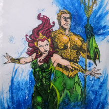 Aquaman y Mera - Justice League. Un proyecto de Ilustración tradicional, Dibujo y Dibujo artístico de Jonny GC - 24.12.2019