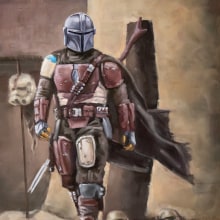 The Mandalorian oil painting. Painting project by Rubén Megido - 12.26.2019