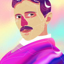 Nikola Tesla. Digital Illustration project by Nico Esquinas - 12.31.2019