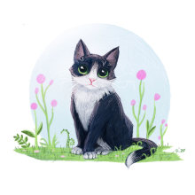 Proyecto final: Ilustración de un gatito. Traditional illustration project by Rita Muñoz - 01.01.2020