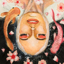 Retrato ilustrado en acuarela: Chica en el agua. Pintura em aquarela projeto de Belinda A Tinoco Trujillo - 03.01.2020