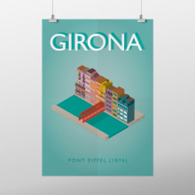 Puente Eiffel de Girona. Un proyecto de Ilustración tradicional, 3D, Ilustración vectorial y Diseño de carteles de Meritxell Gil - 10.01.2020