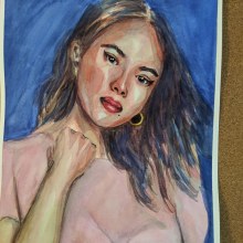 Meu projeto do curso: Retrato artístico em aquarela. Portrait Illustration, and Portrait Drawing project by Monica Kangussu - 01.09.2020