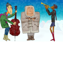 Los 3 músicos polares. Children's Illustration project by jorge.schweitzer - 01.10.2020