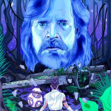 The Ghost of Luke Skywalker. Traditional illustration, Comic, Drawing, and Digital Illustration project by Hector Grois - 01.20.2020